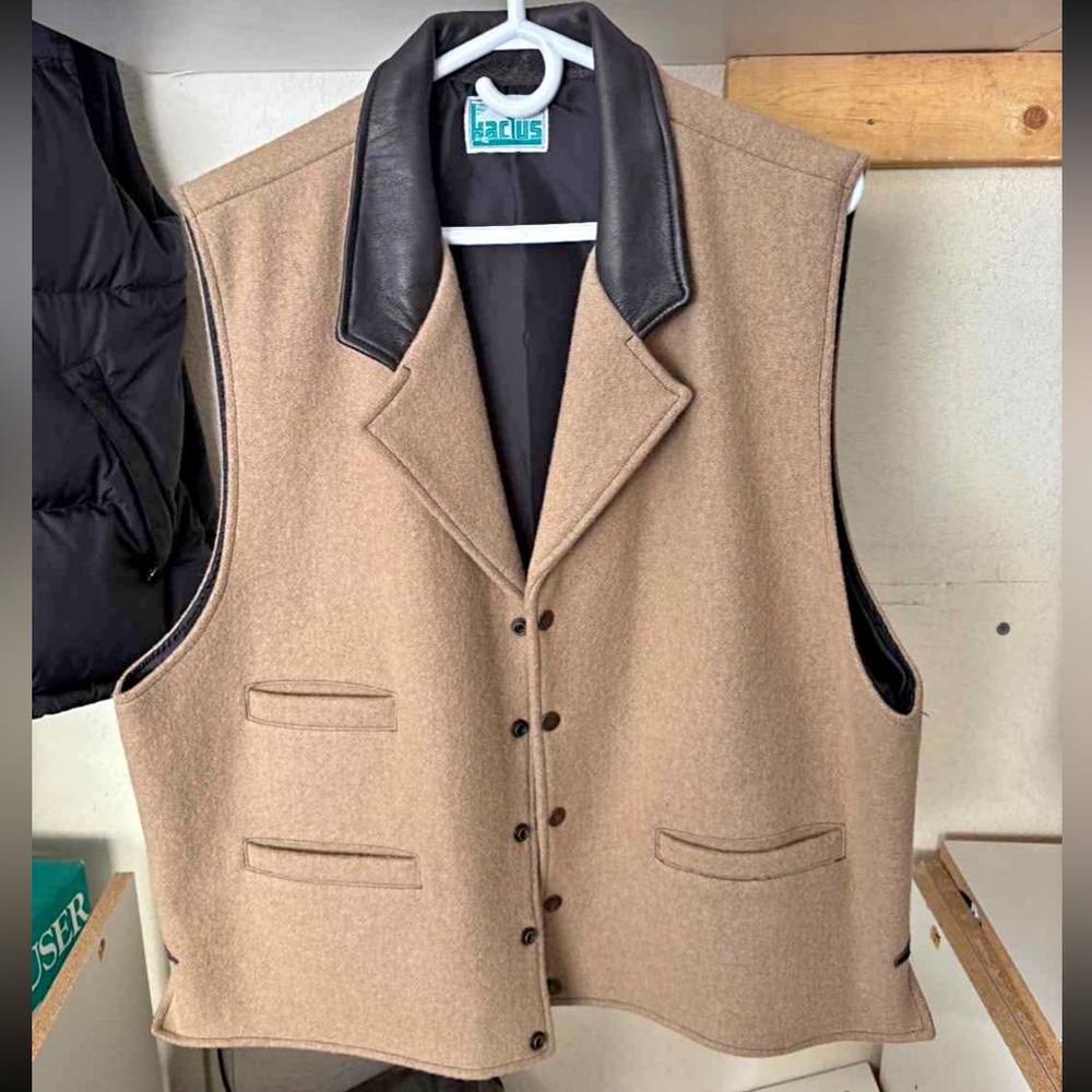 Men’s Vintage wool and leather, cowboy western vest